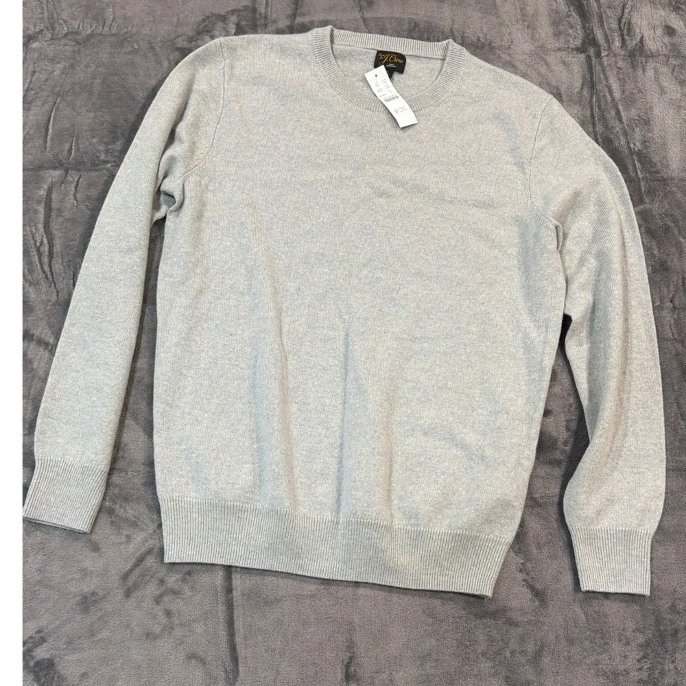 NWT J. Crew Cashmere Sweater Mens Light Grey Crewneck BE895 S
